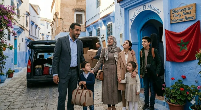 Famille préparant son installation au Maroc